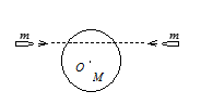 一圆盘正绕垂直于盘面的水平光滑固定轴O转动，如图射来两个质量相同，速度大小相同，方向相反并在一条直线