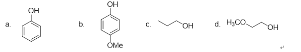 下列化合物的酸性从强到弱顺序为 () 