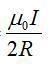如图所示无限长载流直导线磁场中，离直导线距离为R的P点的磁感应强度为 