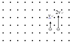 从电子枪同时射出初速为 v和2v的两个电子，经如图所示的均匀磁场偏转后，则 （)  A. 初速为v的