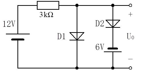 电路如图所示，设二极管均为理想的二极管，则输出电压为（）V。 