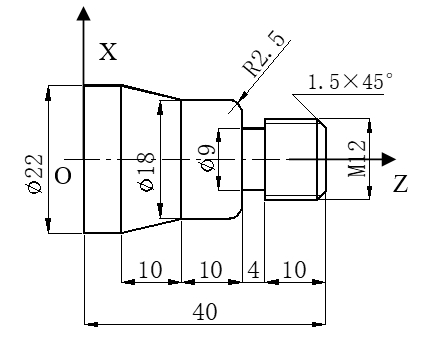 补全代码：车削加工如图所示零件中的M12x1.5螺纹的数控代码为G92 X11.54 Z27.0 F