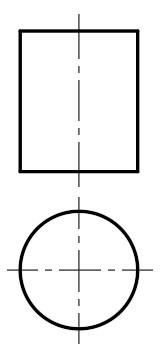 下图所示为圆柱的主、俯视图，其正等轴测图为（）。 