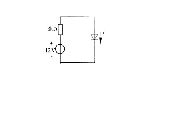 二极管VD为理想二极管，电源E=12V和电阻R（R=3kΩ)组成的电路如下图所示，该电路中流过二极管