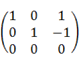 【单选题】下列矩阵中，形式上是行最简形矩阵的是（）