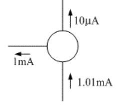已知晶体三极管的电流大小和方向如下图所示，判断晶体管的类型和CE组态电流增益。 