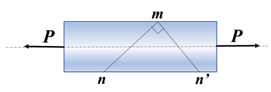 图示矩形截面杆两端受载荷P作用，设杆件横截面积为A，sa和ta分别表示截面m-n上的正应力和剪应力，