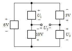 计算如图所示电路中的电压U1= V，U2= V，U3= V。 [图]...计算如图所示电路中的电压U