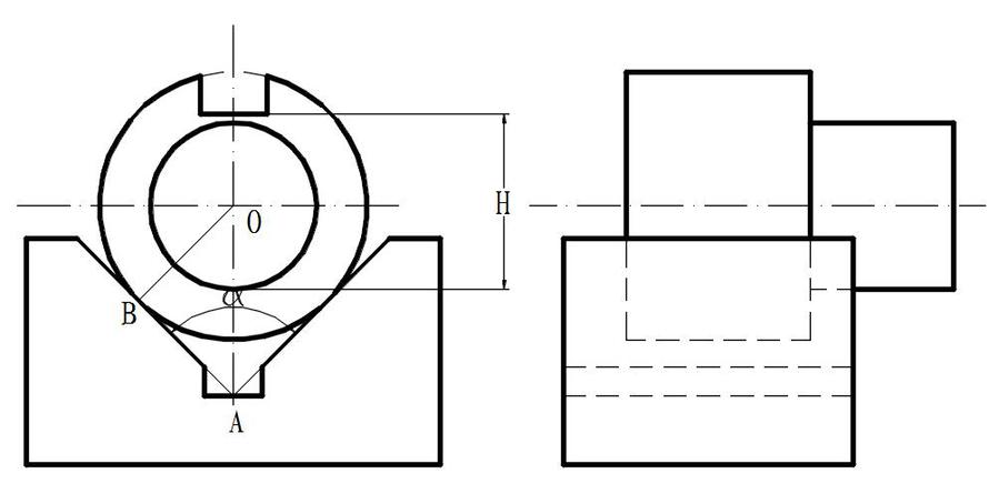  图示阶梯轴零件按工序尺寸H加工键槽，采用长V形块定位，对此方案叙述正确的是