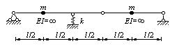 图示体系不计阻尼，自振频率ω的平方为： 。（保留三位有效数字） 