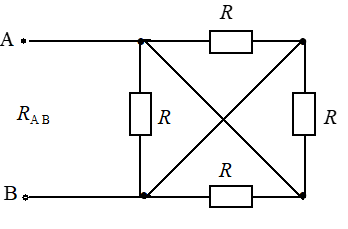 【单选题】在如图所示电路中，电阻R＝40W，该电路的等效电阻RAB为（）。 
