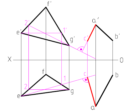 已知AB及三角形EFG的两面投影，过AB线作平面垂直于三角形EFG。根据作图过程，判断 下列哪些叙述