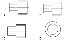 截平面与两个同轴阶梯圆柱轴线平行相交时，正确的截交线投影的编号为（）。  