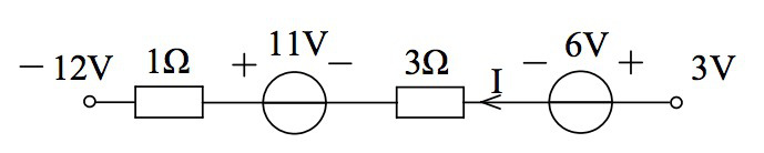 下图所示电路中，电流 I= A。 