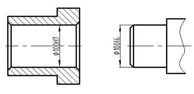 下面的两个零件分别为轴套和轴，请画出轴与轴套的装配图（轴套右端面定位），并标注其配合尺寸。 