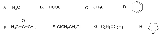 下列化合物哪个是质子性溶剂，哪个是极性溶剂？哪个是非极性溶剂？ 