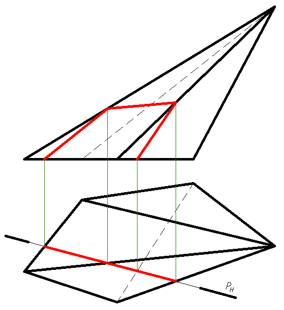 下列平面P与棱锥截交线求解正确的为 