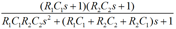 下图所示的以 为输入、 为输出的无源电网络的传递函数为（）  