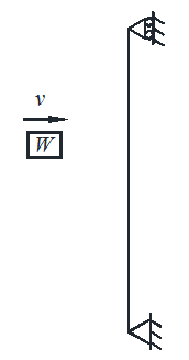 图示竖直圆截面简支梁受水平冲击载荷作用，若将梁的横截面直径增加1倍，其它条件不变，其最大冲击应力变为