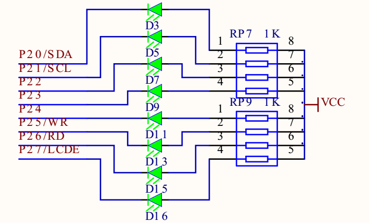 [图] 如图所示，如D3为第一个灯，8个LED灯全亮，则P2=（)... 如图所示，如D3为第一个灯