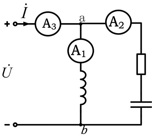  图示正弦稳态电路，已知与同相位，安培表A1的读数为24A，安培表A2的读数为30A，则安培表A3的