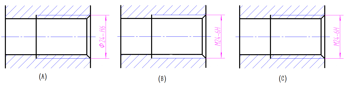 【单选题】下列螺纹画法和标注正确的是（）？ [图]A、AB、BC、...【单选题】下列螺纹画法和标注