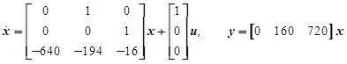 描述系统动态特性的微分方程为：，则系统的一个状态空间表达式为。