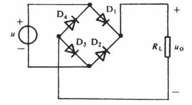 在如图所示的电路中，，RL=1kΩ，二极管为理想二极管，当其中有一个二极管损坏时，RL两端的电压平均