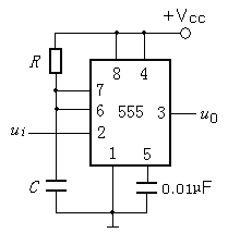 用定时器555组成的单稳态电路如图所示要想增大输出脉冲uo的宽度应
