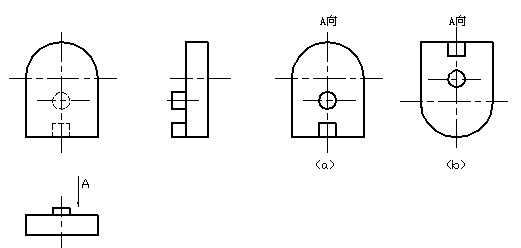 这里左边是某零件的三个视图它的a向视图有ab两个正确的答案是