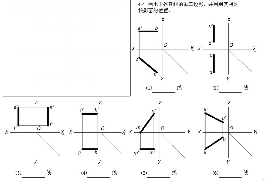 直线对投影面的相对位置是