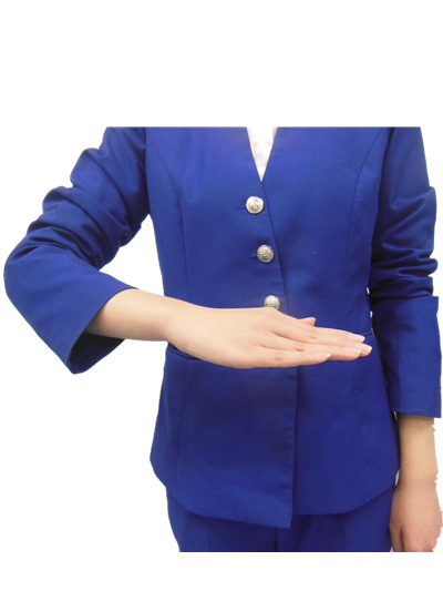 下列导游讲解时使用指示手势作为辅助的是()