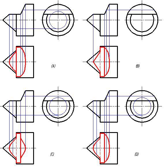 组合回转体被一个水平面和一个正垂面截切已知截切后的正面投影和侧面