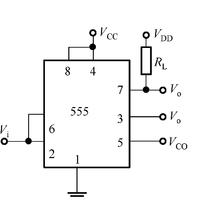 由555定时器构成的施密特触发器电路如下图所示当控制输入vco悬空vcc