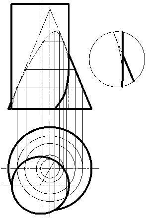 圆柱与圆锥相贯线画法图片