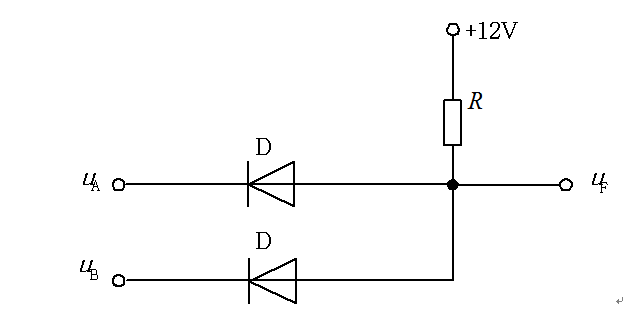 电路如图所示,二极管为同一型号的理想元件,电阻电位ua=