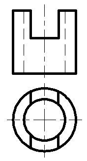 空心圆柱斜切三视图图片