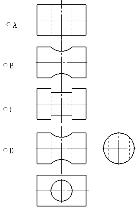 【单选题】已知俯,左视图,选择正确的主视图().