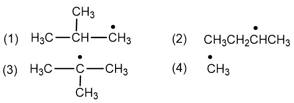 试将下列烃基自由基按稳定性大小排列成序