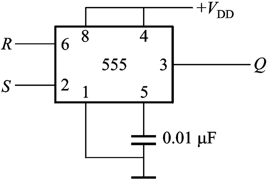 图示555定时器组成的rs触发器若6,2脚的输入均为,则3脚输出为: 