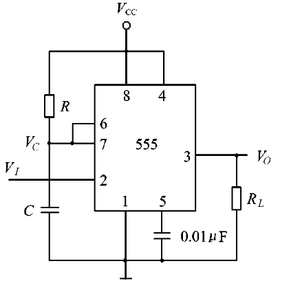 题图是555定时器构成的单稳态触发器及输入vi的波形已知vcc10vr43kΩ