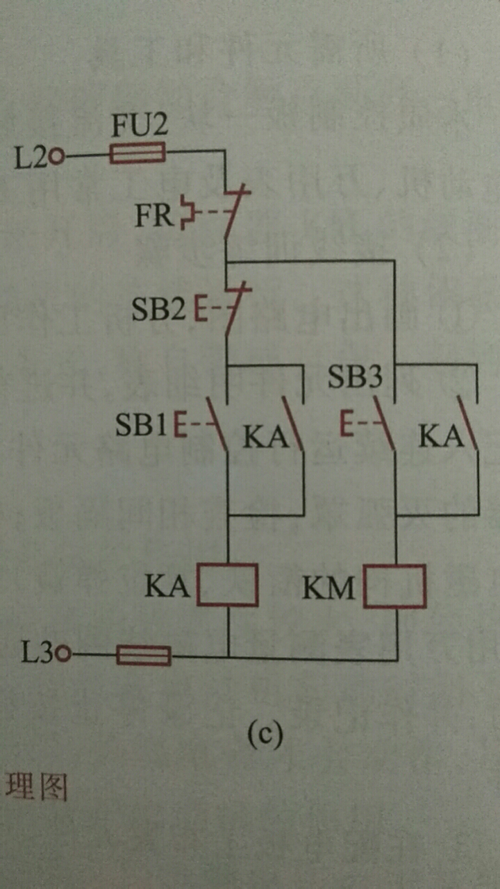 下图点动与长动结合控制电路按下按钮中间继电器ka通电