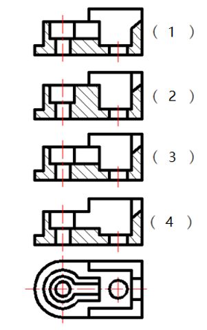 【单选题】选择正确的a-a剖视图() [图]a,(1)b,(2)c,(3).