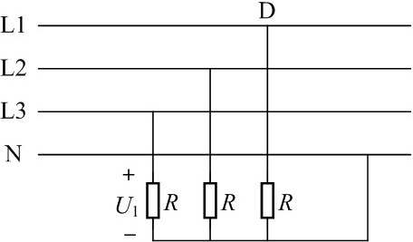 有一对称星形负载接于线电压为380v的三相四线制电源上,如图所示.