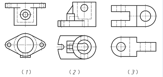 以下哪个形体的主视图适合用局部剖视图表示? [图]a,(1.
