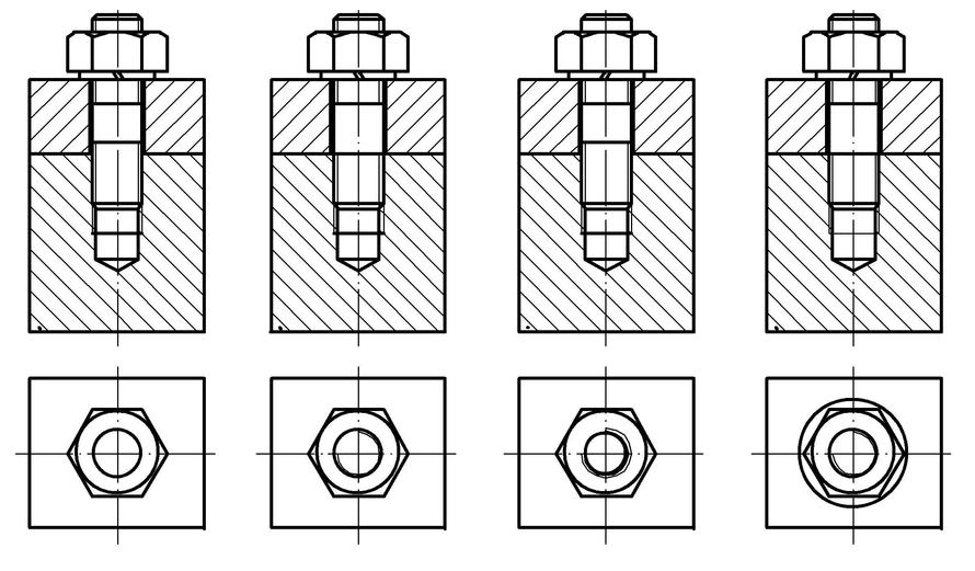 螺柱螺母连接画法图片