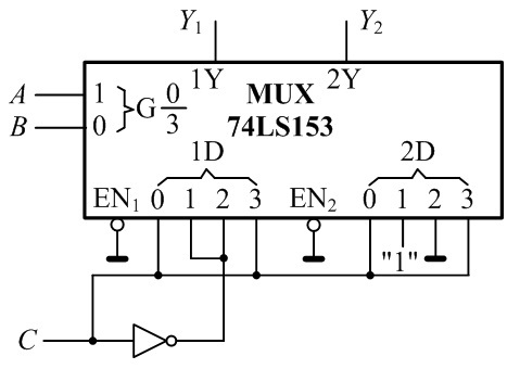 [图]a,该电路实现全减器的逻辑功能,y1为差的输出,y2为