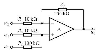 下图所示电路中,运放为理想运放,已知ui1 =1v,ui2 =1.