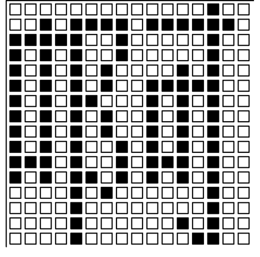 下图所示是字母"啊"的16′16点阵图,其第四行的二进制编码是( )第2题