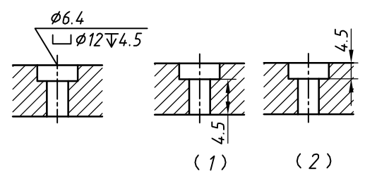 左图表示的阶梯孔,尺寸集中标注,其中的4.